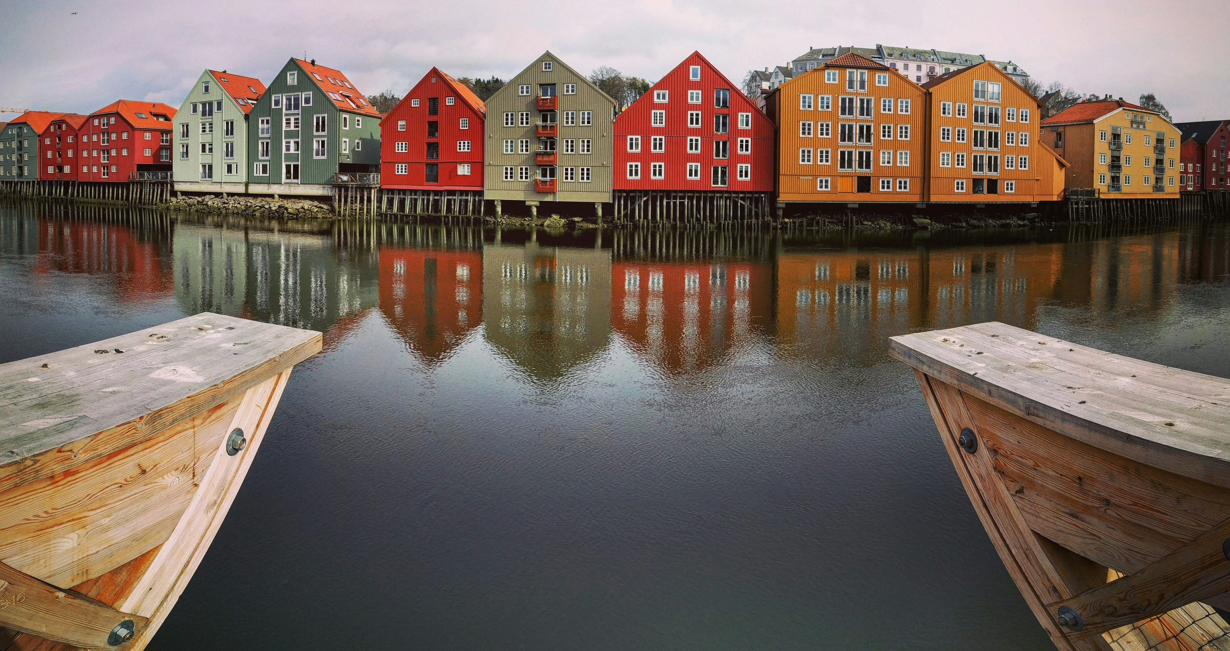 photography assorted-color village beside body of water